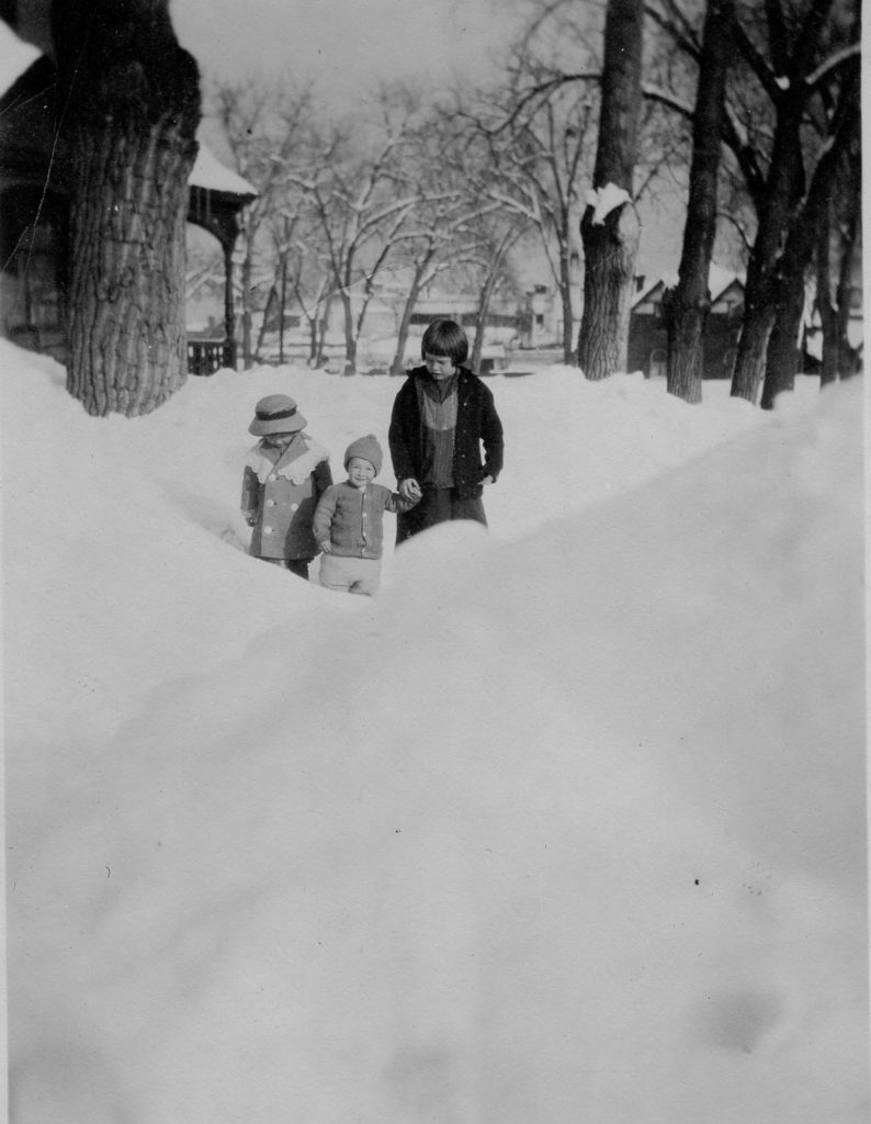 Historic photo showing historic snowfall that got Denver hooked on skiing.